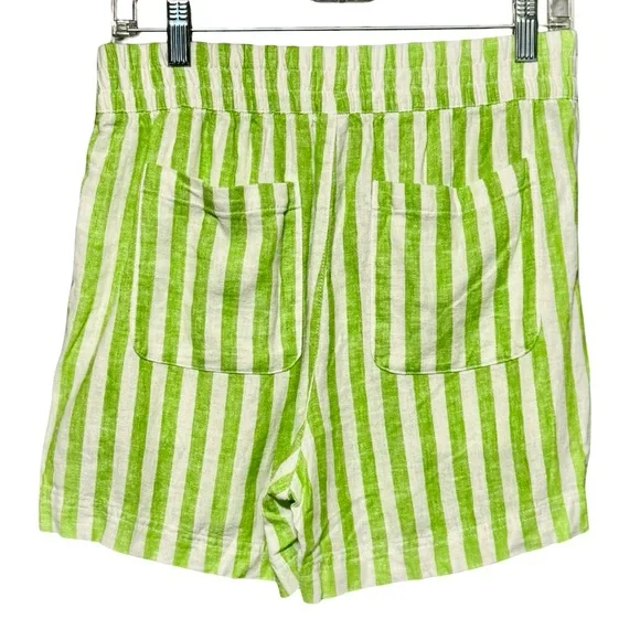 Old Navy Linen Blend Green White Striped Casual Lagenlook Pull On Shorts - Picture 8 of 12